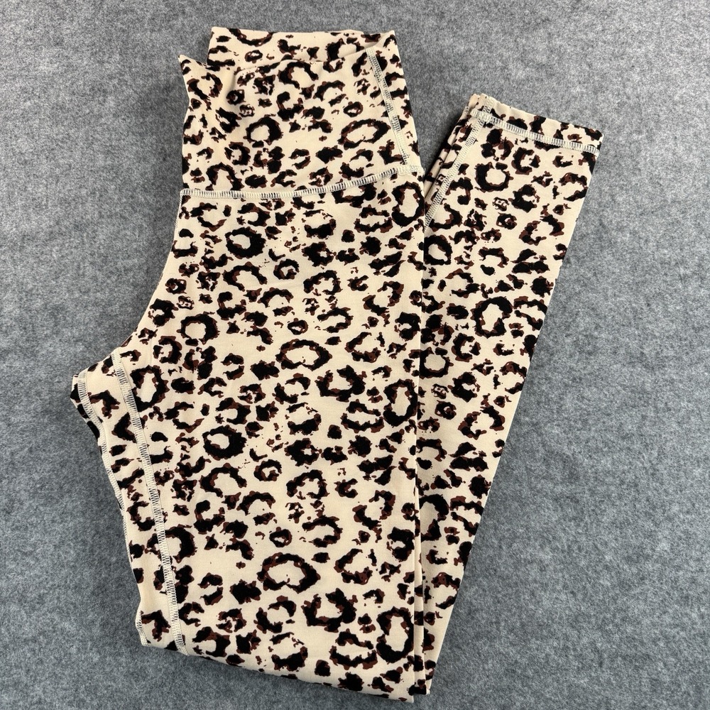 ColorfulKoala Yoga Leggings Womens L Leopard Print Brown High Rise Stretch Pants